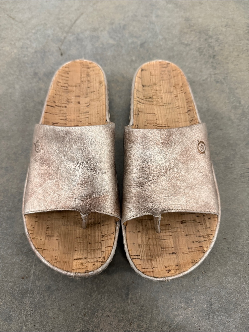 Born Metallic Rose Gold Slide Sandals